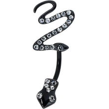 Load image into Gallery viewer, Clear Gem Black Stylish Snakes Double Mount Belly Ring
