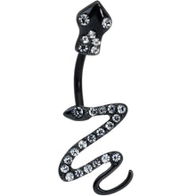 Load image into Gallery viewer, Clear Gem Black Stylish Snakes Double Mount Belly Ring
