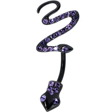 Load image into Gallery viewer, Purple Gem Black Stylish Snakes Double Mount Belly Ring
