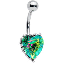Load image into Gallery viewer, Blue CZ Gem Great Big Heart Valentines Day Belly Ring
