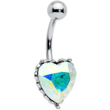 Load image into Gallery viewer, Clear CZ Gem Great Big Heart Valentines Day Belly Ring
