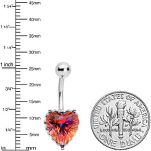 Load image into Gallery viewer, Pink CZ Gem Great Big Heart Valentines Day Belly Ring
