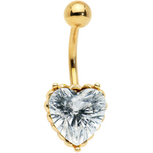 Load image into Gallery viewer, Clear CZ Gem Gold Tone Great Big Heart Valentines Day Belly Ring
