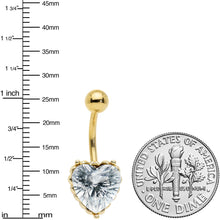Load image into Gallery viewer, Clear CZ Gem Gold Tone Great Big Heart Valentines Day Belly Ring
