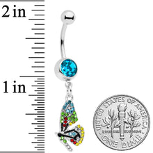 将图片加载到图库查看器，Blue Red Green Gem Glitzy Dragonfly Dangle Belly Ring
