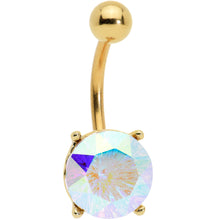 将图片加载到图库查看器，Clear Gem Gold Tone Simply Elegant Style Belly Ring
