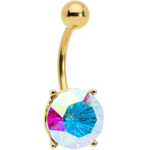 将图片加载到图库查看器，Clear Gem Gold Tone Simply Elegant Style Belly Ring
