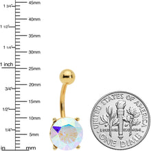 将图片加载到图库查看器，Clear Gem Gold Tone Simply Elegant Style Belly Ring
