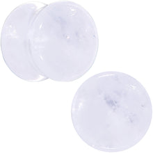 将图片加载到图库查看器，White Cloudy Quartz Double Flare Plug Set
