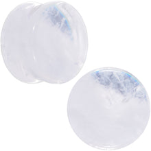 将图片加载到图库查看器，White Cloudy Quartz Double Flare Plug Set
