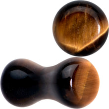 将图片加载到图库查看器，Natural Brown Tiger Eye Stone Double Flare Plug Set
