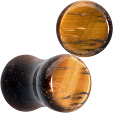 将图片加载到图库查看器，Natural Brown Tiger Eye Stone Double Flare Plug Set
