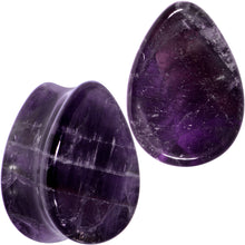 Load image into Gallery viewer, Purple Amethyst Stone Drop Saddle Plug Set
