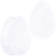 将图片加载到图库查看器，White Cloudy Quartz Drop Saddle Plug Set
