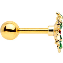 Load image into Gallery viewer, 16G 1/4 Gold Tone Tiny Ladybug Leaves Cartilage Tragus Earring
