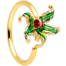 Load image into Gallery viewer, 20G 5/16 Gold Tone Tiny Ladybug Leaves Nose Hoop
