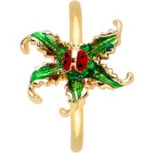 Load image into Gallery viewer, 20G 5/16 Gold Tone Tiny Ladybug Leaves Nose Hoop
