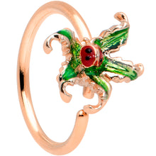 Load image into Gallery viewer, 20G 5/16 Rose Gold Tone Tiny Ladybug Leaves Nose Hoop

