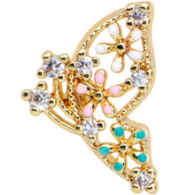 Load image into Gallery viewer, 20G 1/4 Clear CZ Gem Gold Tone Abstract Butterfly Nose Bone
