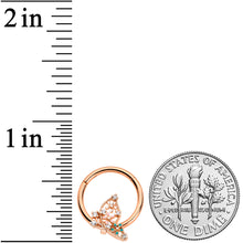 Load image into Gallery viewer, 16G 3/8 Clear CZ Gem Rose Gold Tpne Abstract Hinged Segment Ring
