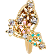 Load image into Gallery viewer, 20G 5/16 Clear CZ Gem Gold Tone Abstract Butterfly Nose Hoop
