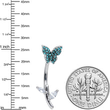 将图片加载到图库查看器，Clear Blue Gem Branch Butterfly Top Mount Belly Ring
