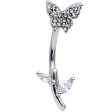 将图片加载到图库查看器，Clear Gem Branch Butterfly Top Mount Belly Ring
