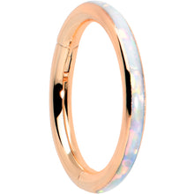 Load image into Gallery viewer, 16G 5/16 White Synth Opal Rose Gold Hue Forward Face Segment Ring
