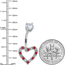 Load image into Gallery viewer, Clear Red Gem Hollow Heart Valentines Day Belly Ring
