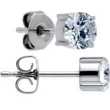 Load image into Gallery viewer, 20G Clear CZ Gem 5mm G23 Titanium Post Stud Earrings
