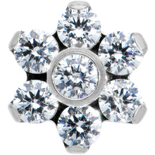 Load image into Gallery viewer, 16G 1/4 Clear CZ Gem G23 Titanium Flower Labret Monroe Tragus
