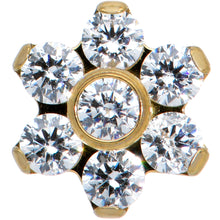 Load image into Gallery viewer, 16G 1/4 Clear CZ Gem Gold Tone G23 Titanium Flower Labret Tragus
