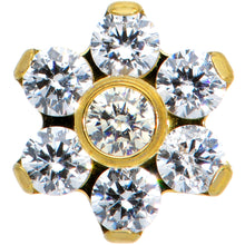 Load image into Gallery viewer, 16G 5/16 Clear CZ Gem Gold Hue G23 Titanium Flower Labret Tragus
