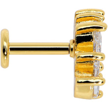 Load image into Gallery viewer, 16G 1/4 Clear CZ Gem Gold Tone Fan Internal Thread Labret Tragus
