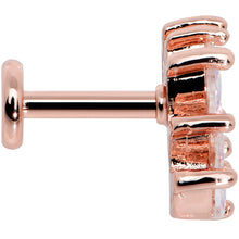 Load image into Gallery viewer, 16G 1/4 Clear CZ Gem Rose Gold Hue Fan Internally Thread Labret
