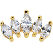 Load image into Gallery viewer, 16G 5/16 Clear CZ Gem Gold Tone Crown Labret Monroe Tragus
