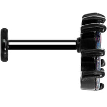 Load image into Gallery viewer, 16G 5/16 Clear CZ Gem Black Fan Internally Threaded Labret Tragus
