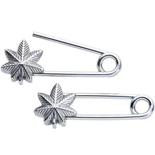 Load image into Gallery viewer, 14G 3/4 Pot Leaf Safety Pin Punk Rock Barbell Nipple Ring Set
