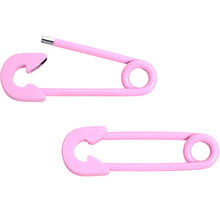 Load image into Gallery viewer, 14G 3/4 Pink Matte Punk Rock Safety Pin Barbell Nipple Ring Set
