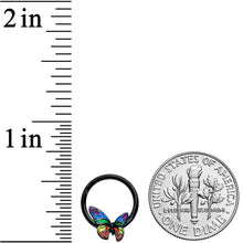 将图片加载到图库查看器，16G 3/8 Black Rainbow Pride Butterfly Hinged Segment Ring

