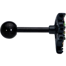 Load image into Gallery viewer, 16G 1/4 Pink Green Gem Black Bat Wings Halloween Cartilage Tragus
