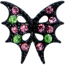 Load image into Gallery viewer, 16G 5/16 Pink Green Gem Black Bat Wings Halloween Labret Tragus
