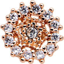 Load image into Gallery viewer, 20G 1/4 Clear CZ Gem Rose Gold Tone Geometric Web Nose Bone
