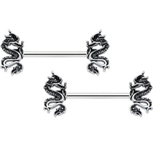 Load image into Gallery viewer, 14G 9/16 Regal Medieval Dragon Barbell Nipple Ring Set
