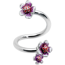 将图片加载到图库查看器，Flower In Flower Purple Red Spiral Belly Ring
