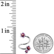 将图片加载到图库查看器，Flower In Flower Purple Red Spiral Belly Ring
