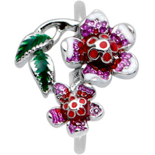 Load image into Gallery viewer, 20G 5/16 Red Purple Flower in Flower Nose Hoop
