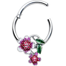 将图片加载到图库查看器，16G 3/8 Red Purple Flower in Flower Hinged Segment Ring
