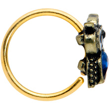 Load image into Gallery viewer, 20G 5/16 Blue Gem Gold Tone Wide Eyed Owl Nose Hoop

