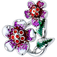 Load image into Gallery viewer, 20G 1/4 Red Purple Flower in Flower Nose Bone
